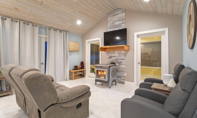 Mora House | Cozy one level - open floor plan, split bedrooms, in-floor heat, wood stove