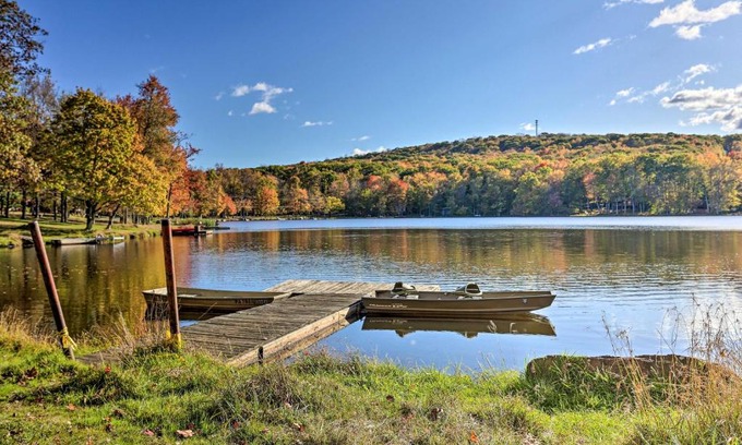 Locust Lake Village House | Deck and Screened Porch Pocono Lake Vacation Rental
