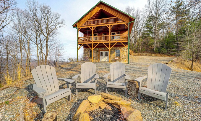 Purlear Cabin | Deck & Views: Blue Ridge Mountain Cabin