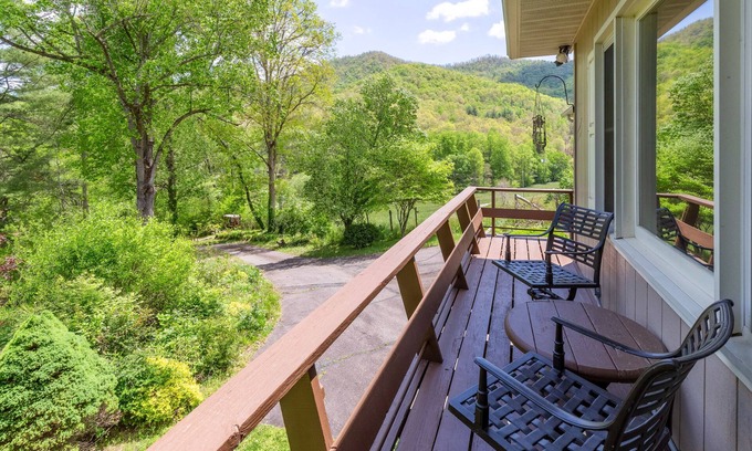 Sylva House | Dog-friendly home with a firepit, fireplace, grill, pool table, & air hockey