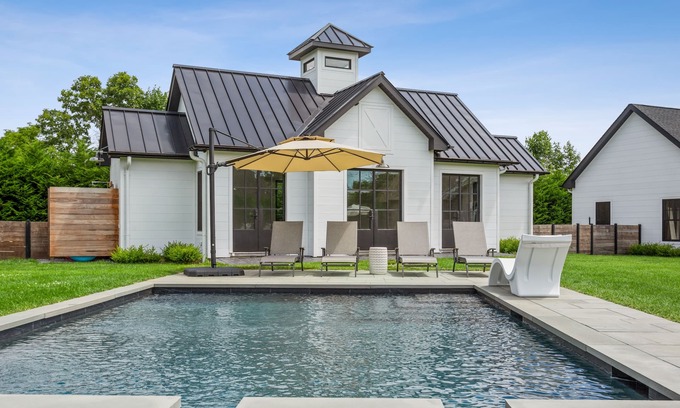 Speonk House | Dreamy Private Modern Farmhouse with pool and outdoor shower
