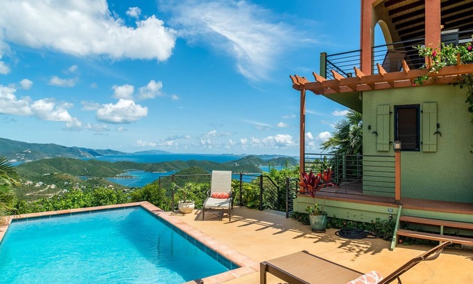 Estate Carolina Villa | Enchanting! HUGE VIEW, 1-3 BR, pool, decks, gardens, styled comfort, privacy,