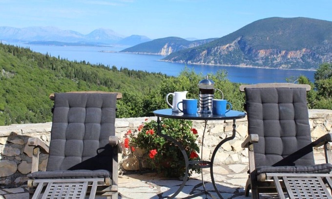 Chalikeri House | Exceptional sea views from this delightful villa nestled into the hillside.