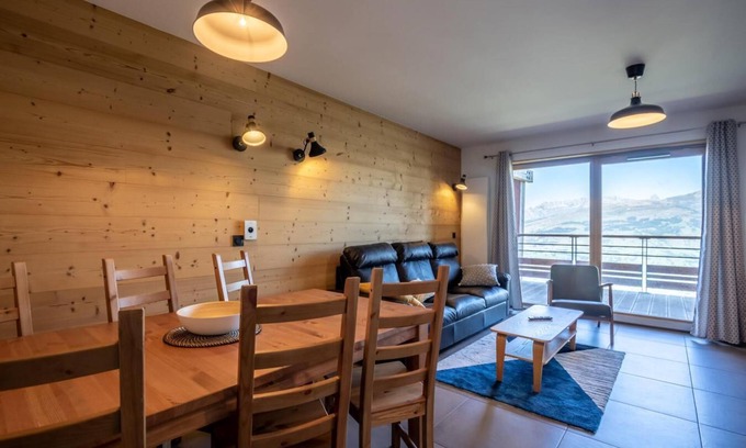Arc-1800 Apartment | Floor -1, view valley, fitness, sauna, hammam, terrace, parking, ski locker, 72m², Les Arcs
