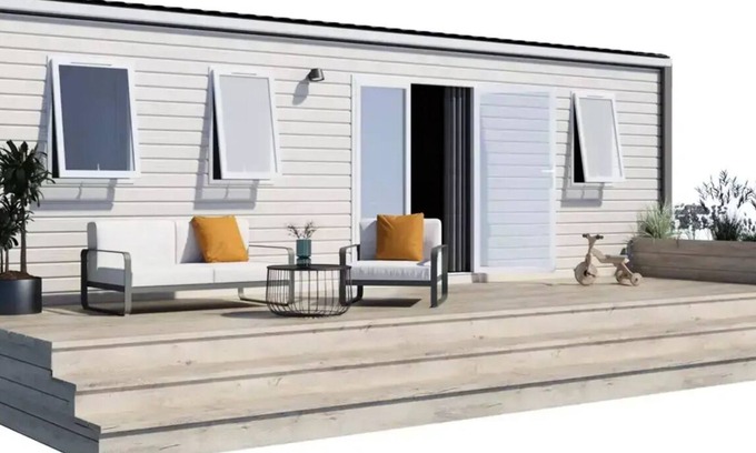 Saint-Aubin-sur-Scie House | Flower Camping Vitamin * - NEW/Premium mobile home 32m² (3 bedrooms) + Covered terrace + TV + Air conditioning for 6 people