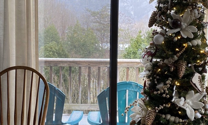 Seneca Rocks House | gaze at Seneca Rocks from living room sofa