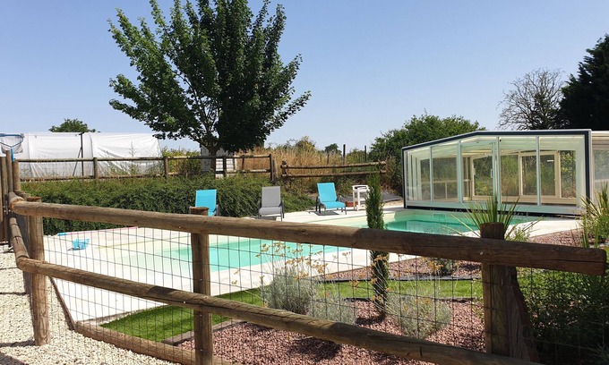 Noyant-Villages Other | Gîte Borely, with veranda, covered swimming pool