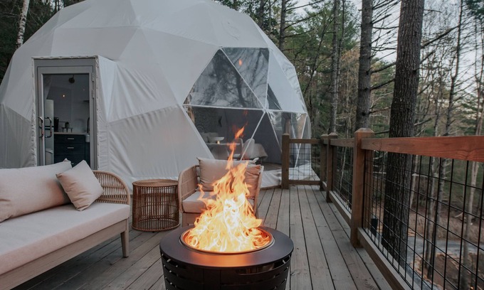 Cherry Log House | Glamp Blue Ridge - Dome 1, Betty. Escape to a dome on the falls