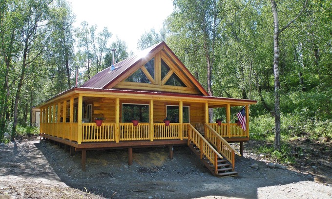 Sutton-Alpine Cabin | Gorgeous Log Cabin With Huge Wraparound Porch