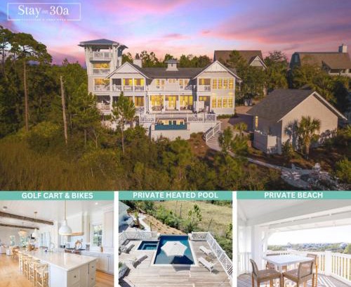 WaterSound Beach House | Gulf Bridge by Stay on 30A- Pool, Bikes, Golf Cart