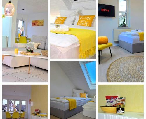 Nidda Apartment | HAPPY HOMES YELLOW - Up to 8 - Küche - W-LAN - Netflix - Honig - Badewanne