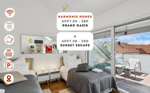 Dasing Apartment | Harmonie Homes - Built in 2025 - Hotel-Quality Beds & Linen - Full Kitchen - Fiber WiFi - 4K Smart TV - 2 Balconies - Elevator - Free Private Parking - Near Augsburg - 20 Min via Autobahn to Munich-West