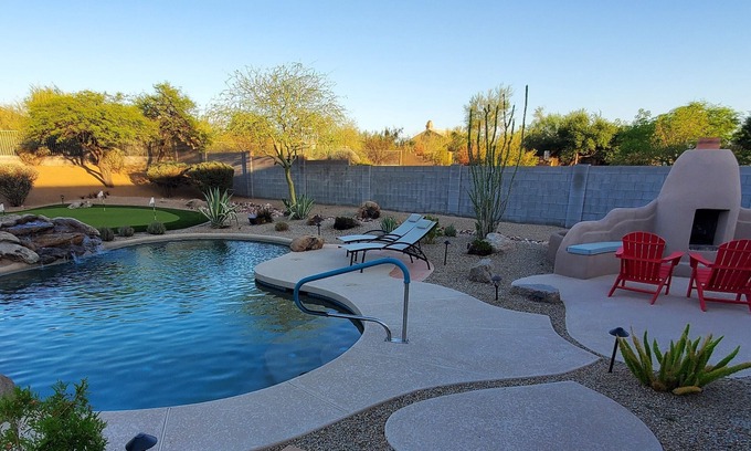Tatum Ranch House | Heated Pool, Putting Green, Fireplace, Game Room