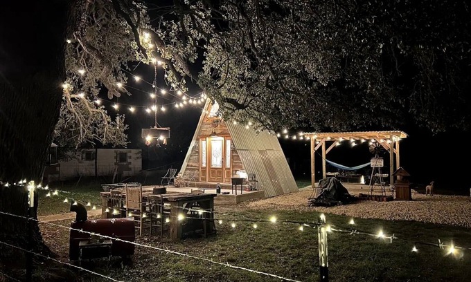 Star Cabin | Hill Country Glamping A Frame Cabin on 2 Private Acres!