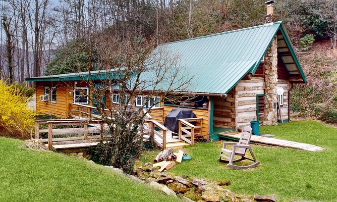 Sylva Cabin | Historic, private log cabin w/deck, fireplace & wood stove - one dog OK