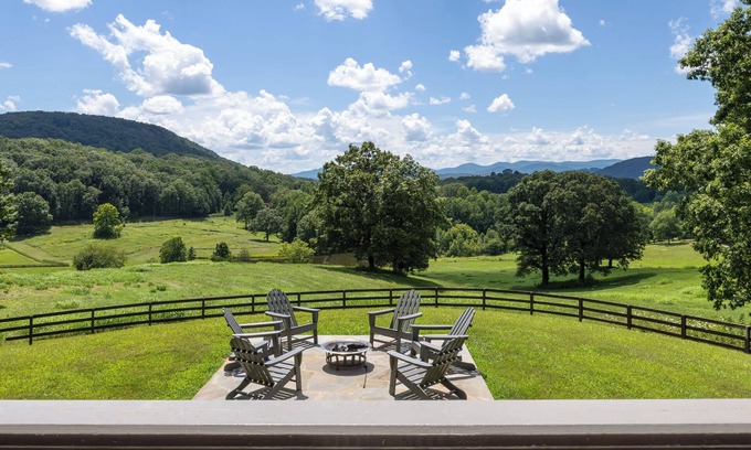 Clarkesville House | Historic Valley Views | 5BR Retreat w/Hot Tub, Porch, Firepit & Game Room