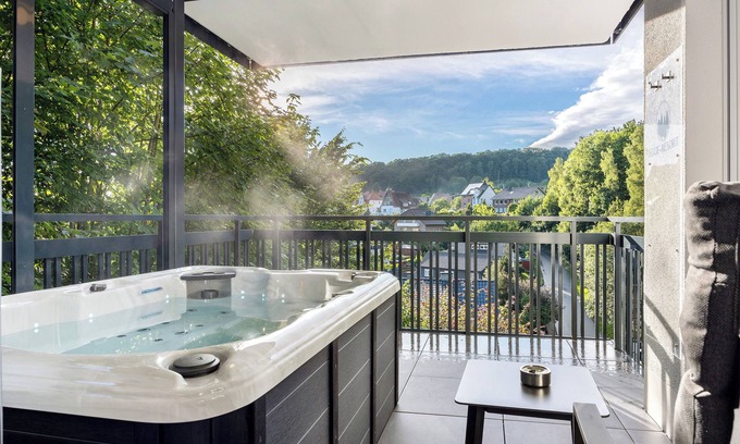 Altenbeken Apartment | Holiday Apartment "Egge Resort 7a" with Balcony, Whirlpool and Sauna