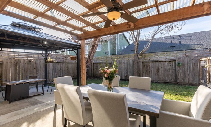 Santa Rosa House | Home In the Taylor Mtn Foothills, firepit, organic garden, outdoor lounge space
