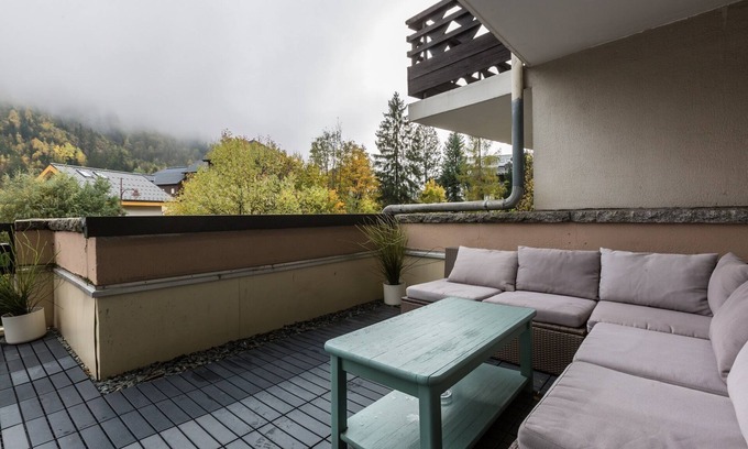 Chamonix City Centre Apartment | Homely 2 bed apartment in the heart of Chamonix with large terrace facing the Aguille du Midi
