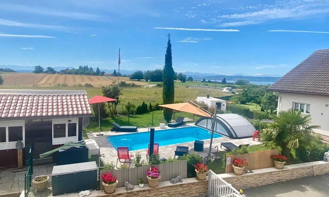 Bevaix Apartment | Homerez - Comfortable studio in Bevaix with mountain view - 30 m² + Spa