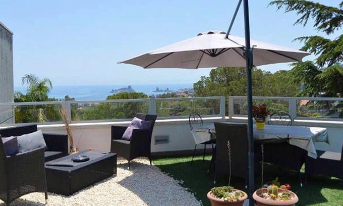 Capo Mulini Apartment | Homerez - Studio 15 km away from the beach for 2 ppl. with sea view at Acireale