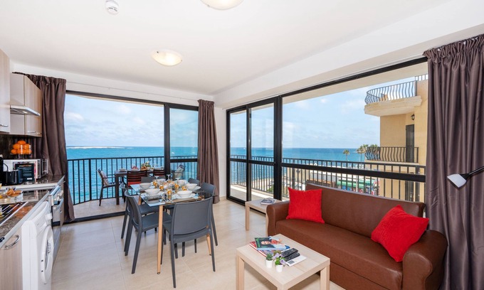 Bugibba Apartment | Islet Seafront Apartment Corner Terrace