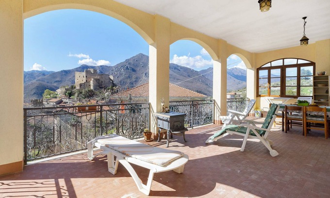 Castelvecchio di Rocca Barbena Apartment | Apartment 'Panorama Medievale' with Mountain View, Private Terrace and Wi-Fi