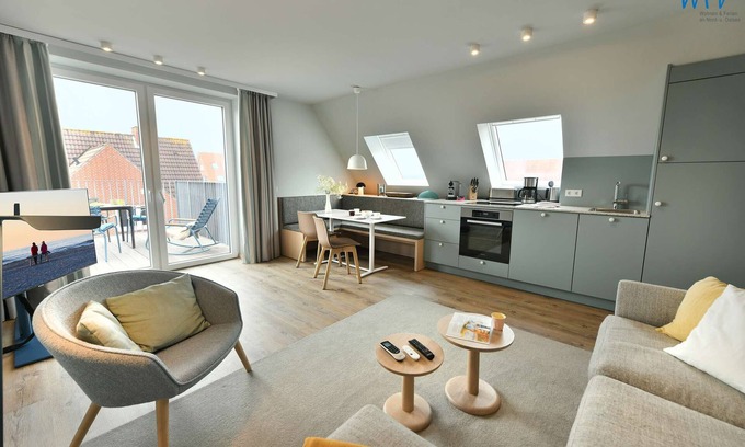 Juist Apartment | Juist vacation with sunny roof terrace and private sauna!
