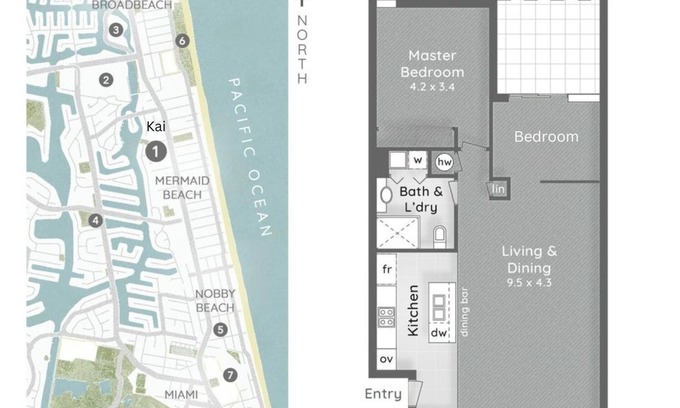 Mermaid Beach Apartment | Kai - Waves & Wind - 2BR Apartment - Moments to the sand - Gold Coast