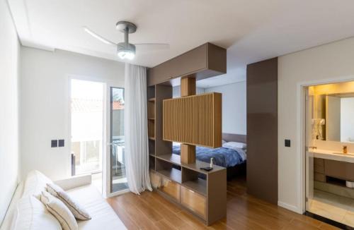 Piracicaba Apartment | Kitnet Quarto Cozinha Sala Mobiliado