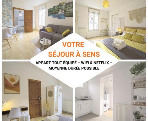 Sens Apartment | L'Eldorado - By BEST KEYS - Idéal Pros, Couple & Famille - 1 Chambre et 1 Canapé-Lit Convertible - Cosy & Confort - Centre Ville - Netflix & WiFi Fibre - Machine à Café Nespresso - Check-in Autonome - Parking Facile & Gratuit