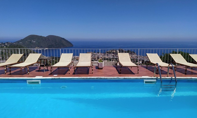 Lipari Historic Centre House | La Greca panoramic house in villa with swimming pool in Lipari