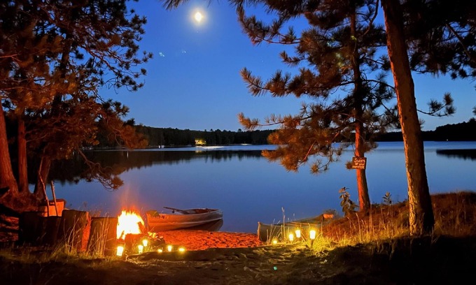 Frederic House | Lakefront-Semi Rustic Cabin-8.5 acres. Woods and lake, nature at its finest!
