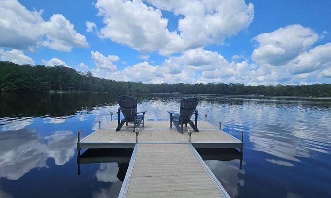 Locust Lake Village House | Lakefront with Sunsets Private Dock Fishing Beach 1 Kayak