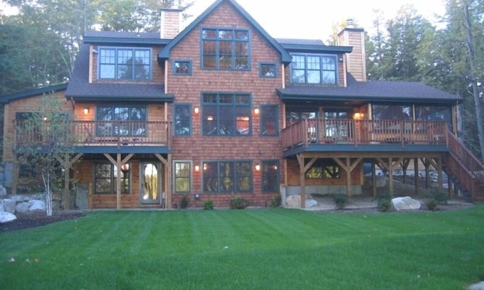 Moultonborough House | Lakeside Luxury Home with Private Beach, Dock, Lawn & Privacy