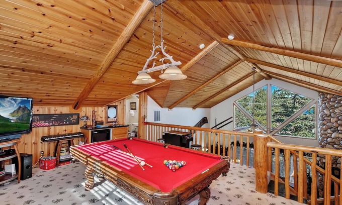 Big Bear Lake Cabin | Lakeview Escape by Destination Big Bear : Air Conditioning! Luxury! Pool Table! Pet Friendly! Great Yard! Master Suite!