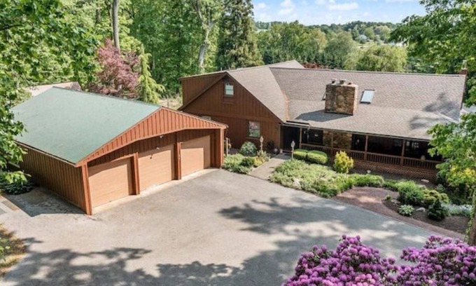 Oxford House | Large Home on 18 Acres of Private Woods with a Hot Tub