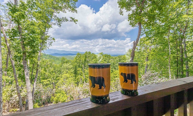 Clarkesville Cabin | Lazy Bear Cabin | Secluded Year-Round Mountain View, Hot Tub, Fire Pit, Games