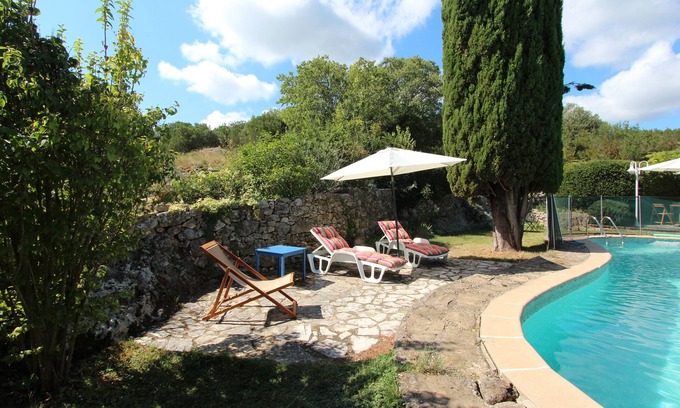 Verfeuil House | Le Patio cottage with peaceful pool near Cèze valley and Uzès