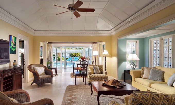 Montego Bay Condo | Located in Founders Cove | Living room Balcony or patio | Semi-private pool