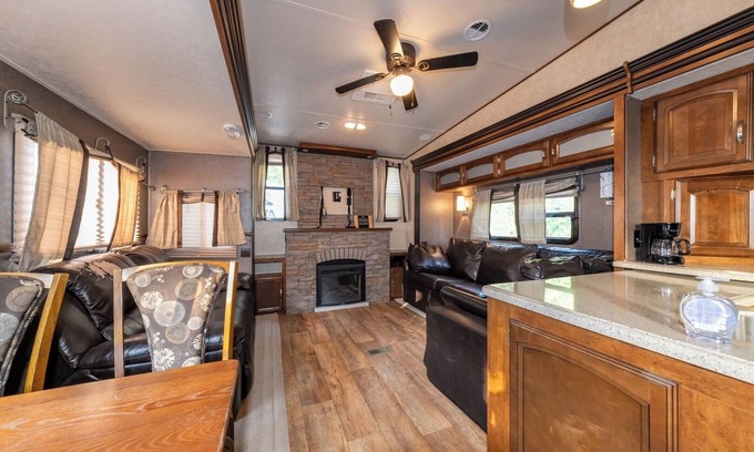 Miller Beach Cottage | Luxury Camper in Dunes Grill + Fire Pit