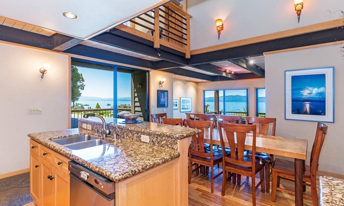 Brockway House | Luxury Lakefront Townhome with Year Round Hot Springs Heated Pool