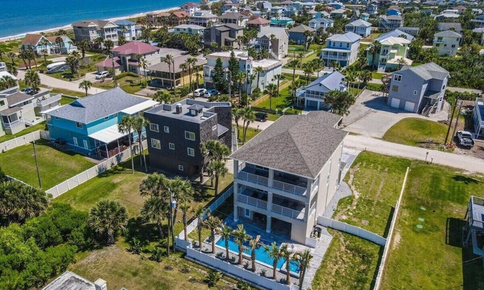 Marineland Acres House | Luxury Ocean View Home with Pool & Spa steps to the beach, fenced yard