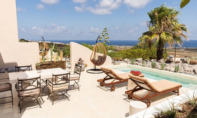 Finikia Villa | Luxury Santorini Villa | 3 Bedroom Villa | Private Jetted Pool with Sea &.