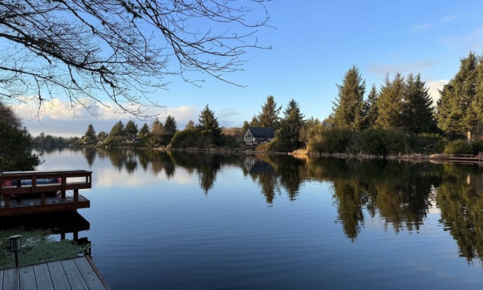 Ocean Shores House | Luxury Waterfront, Dock, Hot Tub, Fire Pit, Fenced Yard