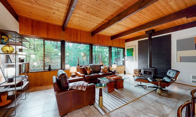 Gualala House | Mid-century home in the redwoods with expansive deck, garden & woodstove