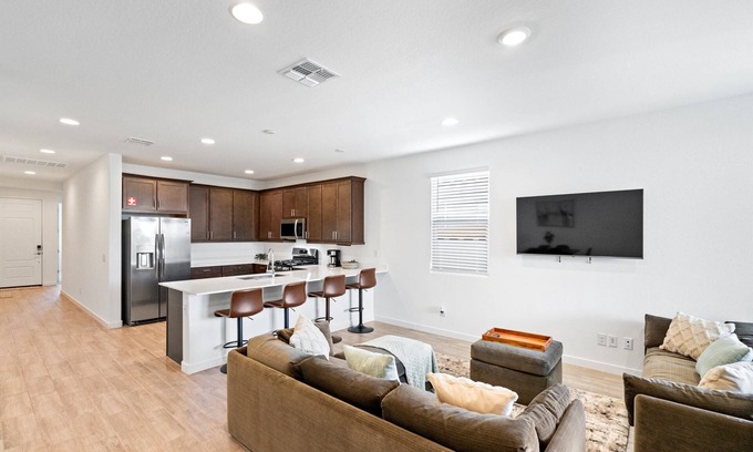 Goodyear House | Modern 3BR/2BA home in Goodyear with a community pool, pickleball courts, and EV charger! Less than a mile from Goodyear baseball stadium and close to other major venues, shopping, and golf courses!