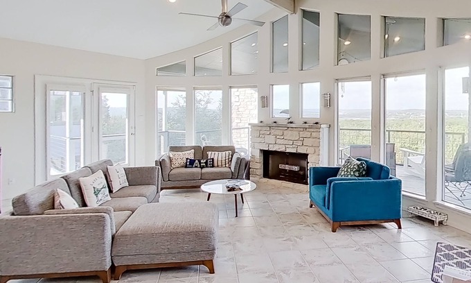 Lago Vista House | Modern lake-view retreat with balcony, deck, Peloton, central AC, & washer/dryer