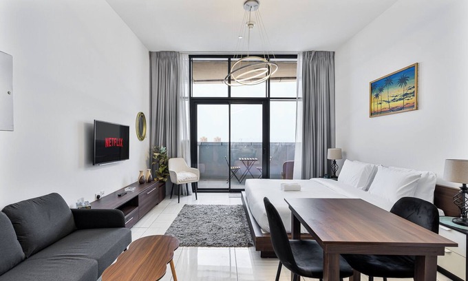 Al Barsha Apartment | Modern Studio with City Views Near Miracle Garden