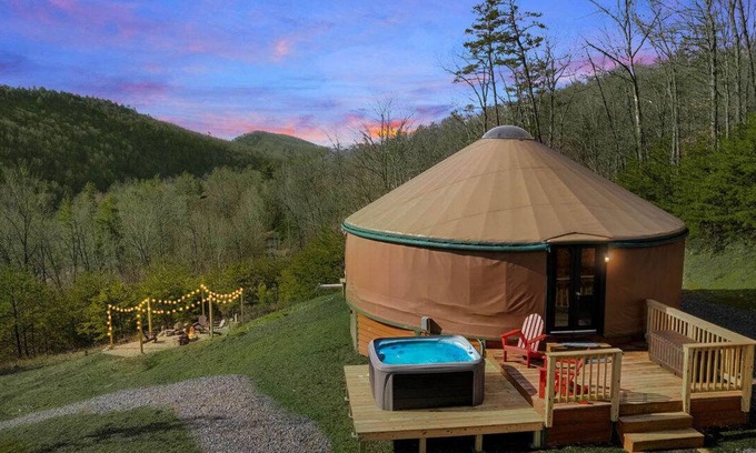 Wardensville House | Modern Yurt w River Access, Hot Tub, WiFi & Grill